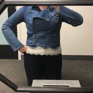 Free People Shrunken Military Denim Jacket